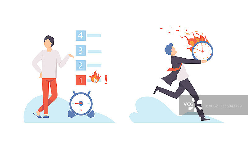 拿着燃烧时钟表盘的男子图片素材