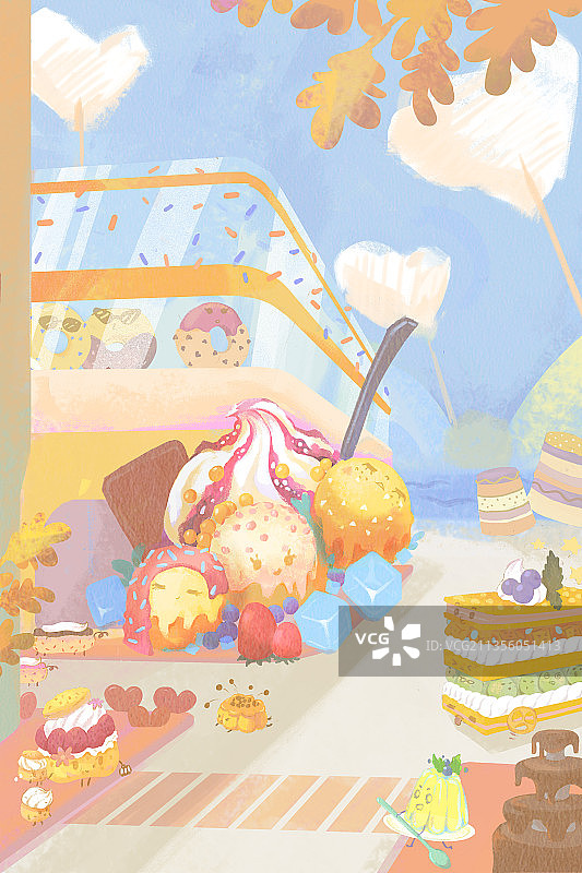甜点镇插画图片素材