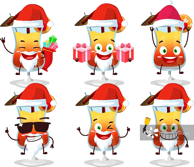 圣诞老人表情与龙舌兰日出鸡尾酒图片素材