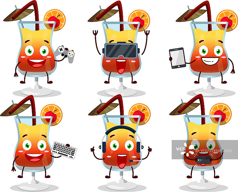 龙舌兰日出卡通形象图片素材