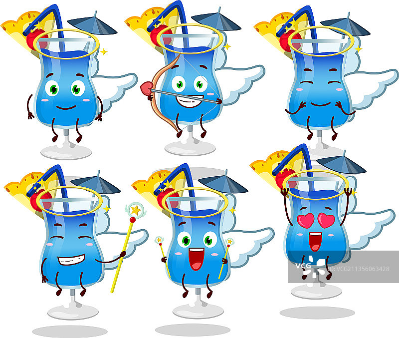 可爱的天使蓝色夏威夷卡通设计图片素材