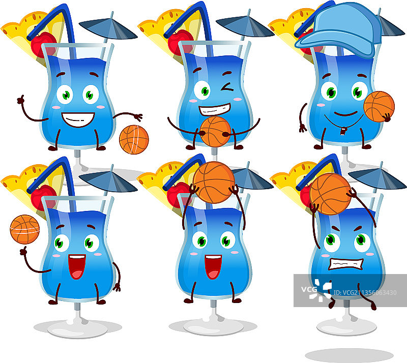 才华横溢的蓝色夏威夷卡通人物图片素材