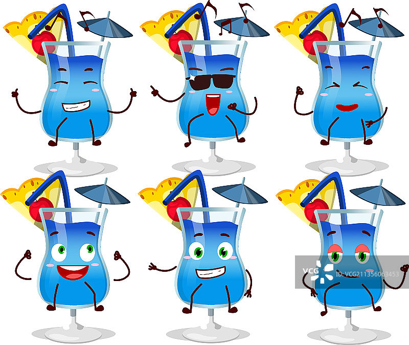 蓝色夏威夷舞者卡通人物形象图片素材