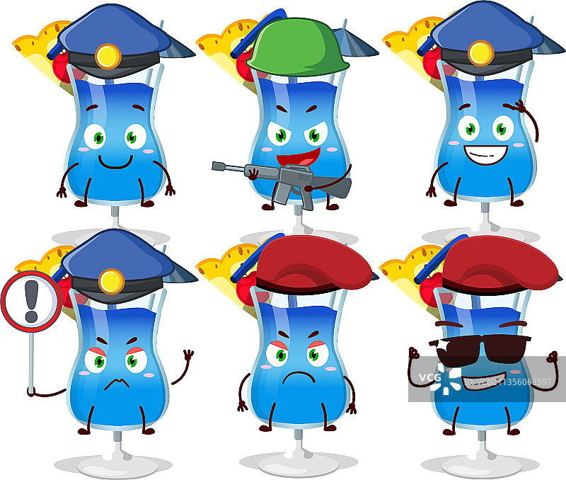 夏威夷蓝色吉祥物警官形象图片素材