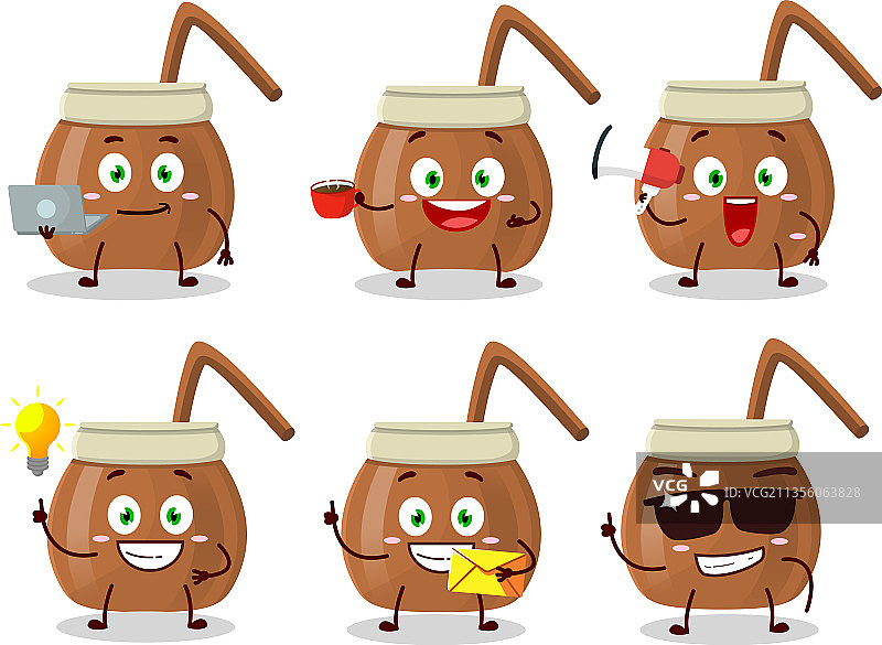 卡通人物喝马黛茶图片素材