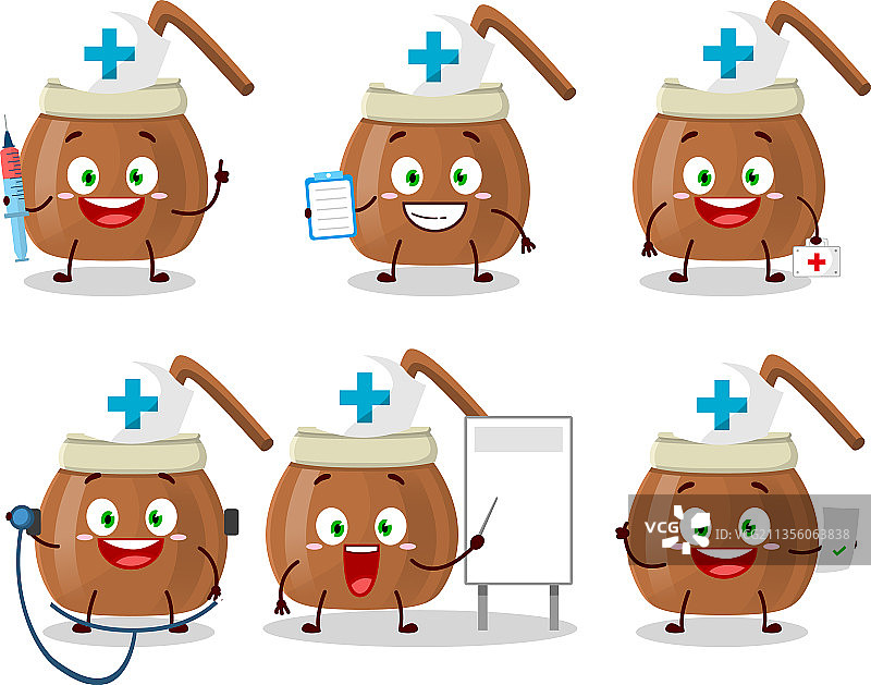 医生职业表情符号与卡通马黛茶图片素材