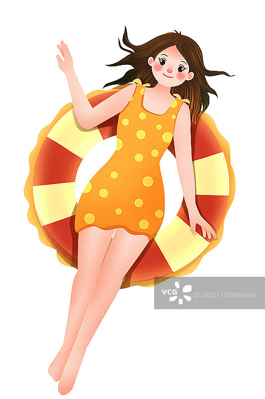 躺游泳圈里的女孩图片素材
