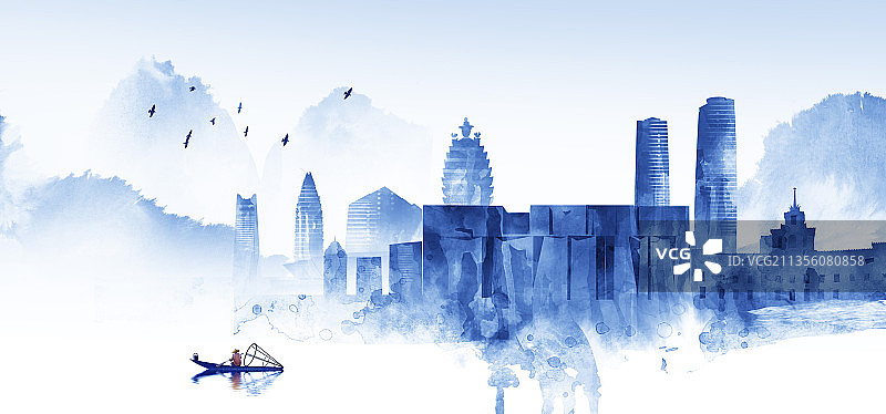 城市插画昆明图片素材