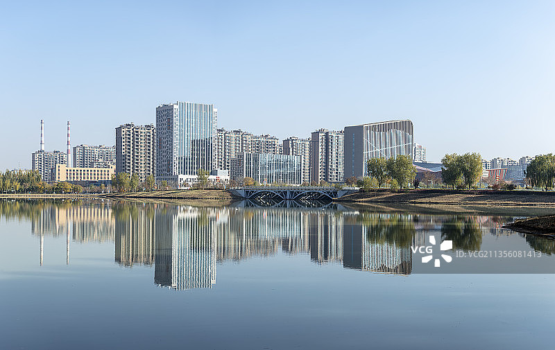 宁夏银川金凤区华雁湖秋景图片素材