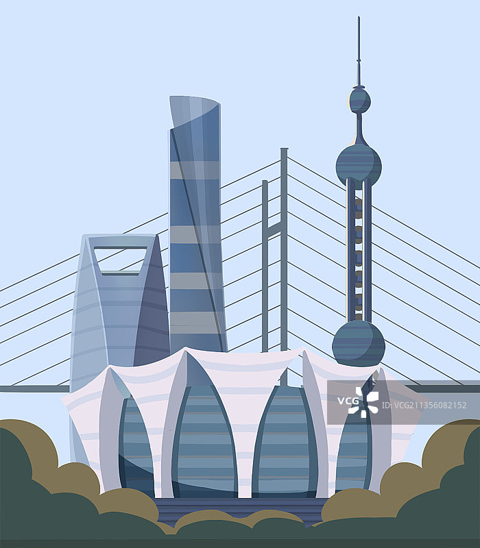 上海，都市，建筑，东方明珠，手绘，新中式图片素材