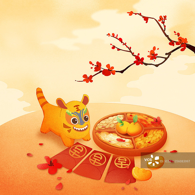 春节，新年，插画，中国文化图片素材