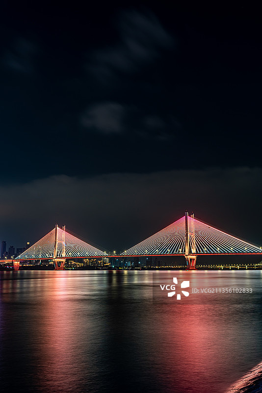 武汉长江二桥彩页夜景图片素材