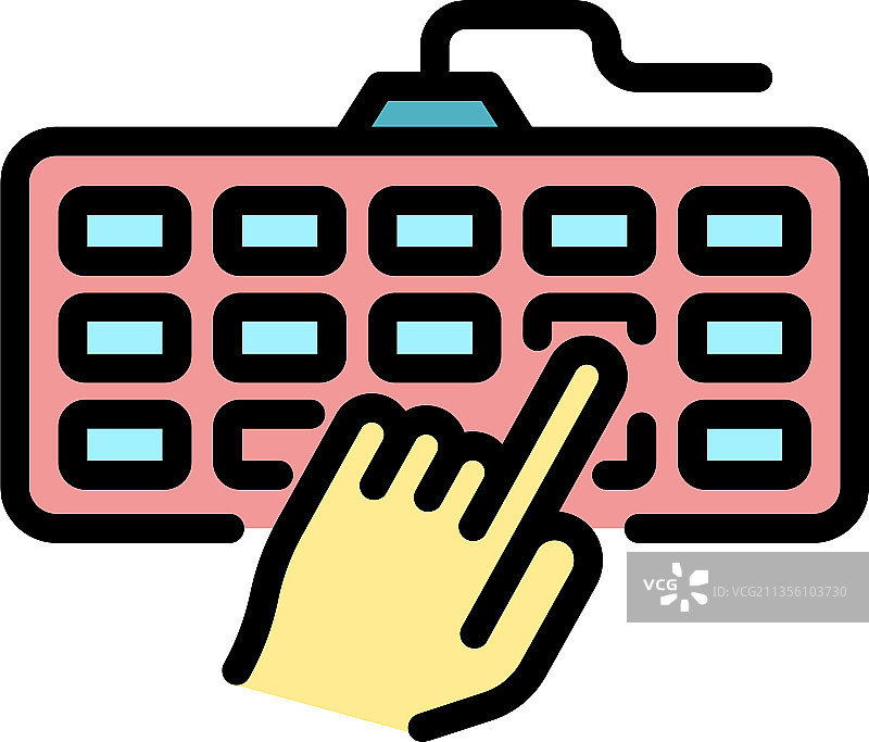 键盘和彩色轮廓手指图标图片素材