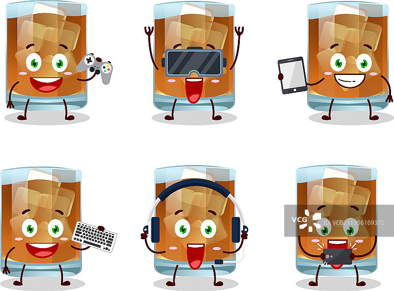 卡通威士忌角色玩游戏图片素材