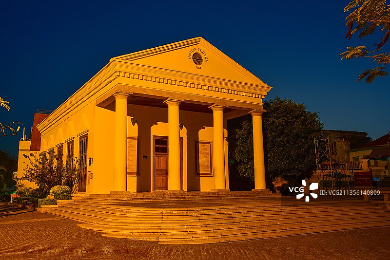 世界文化遗产鼓浪屿风光-协和礼拜堂夜景图片素材