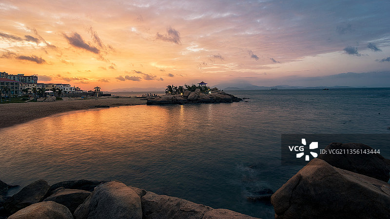 外伶仃岛海边日落图片素材