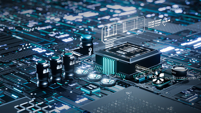 3D渲染芯片元素科技主题插画图片素材