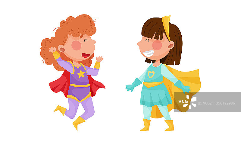 装扮成超级英雄的可爱女孩图片素材