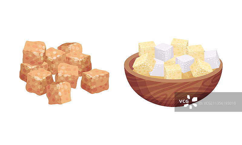 一堆白糖和红糖块图片素材