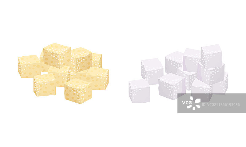 一堆白糖和红糖块图片素材