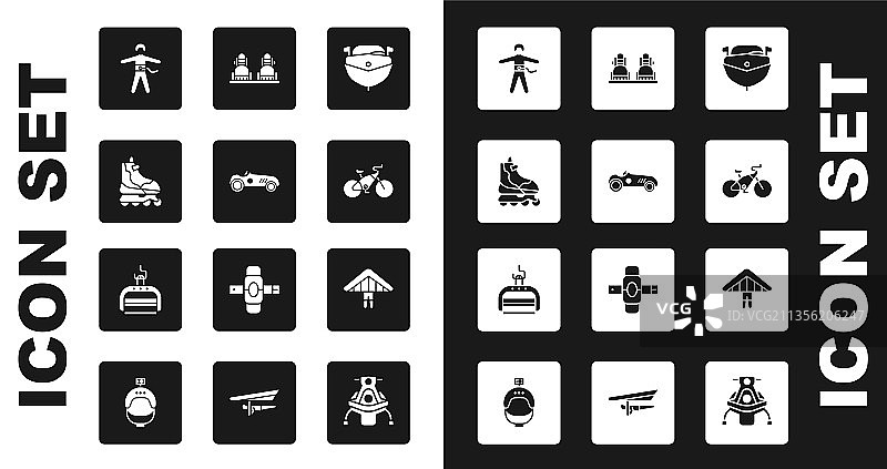 复古赛艇跑车和滚轴集合图片素材