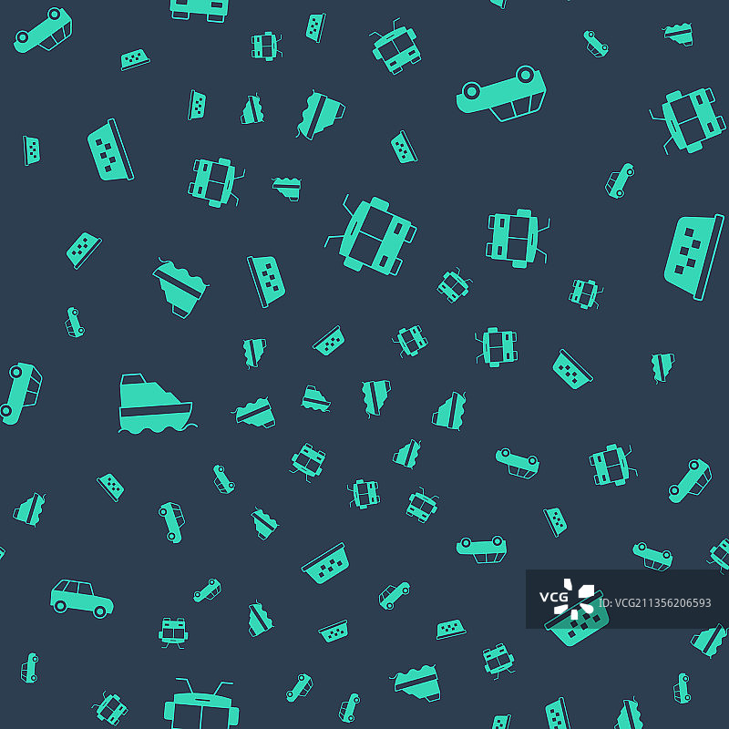 无轨电车汽车游轮和出租车顶套装图片素材