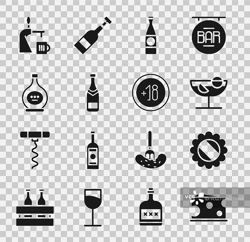 奶酪、瓶盖、鸡尾酒、啤酒瓶图标图片素材