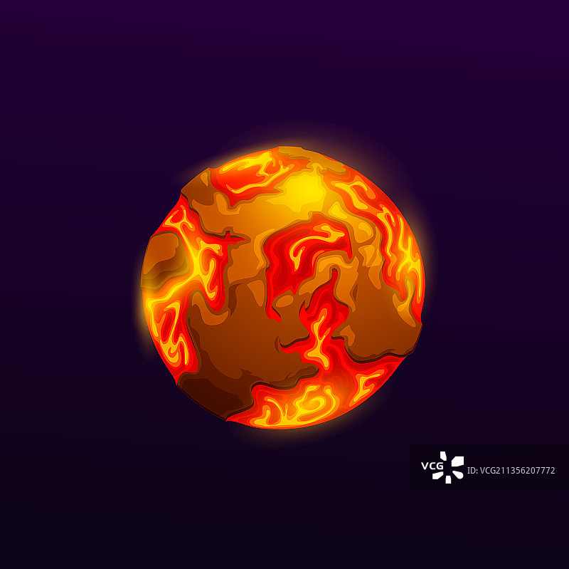 卡通太空星球与熔岩火海图片素材
