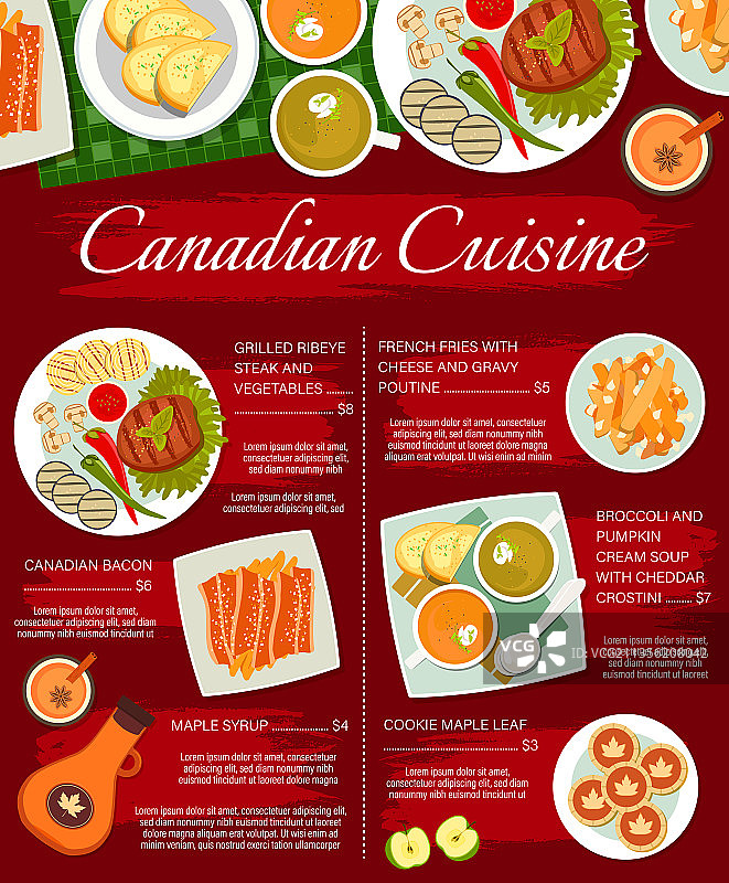 加拿大美食餐厅菜单页面图片素材