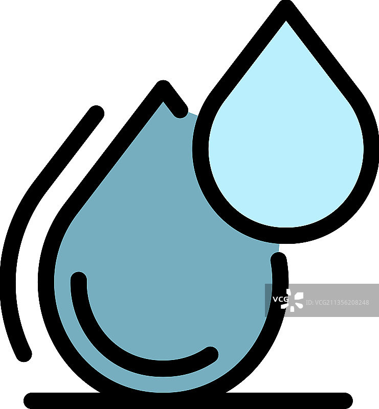 两个水滴图标颜色轮廓图片素材
