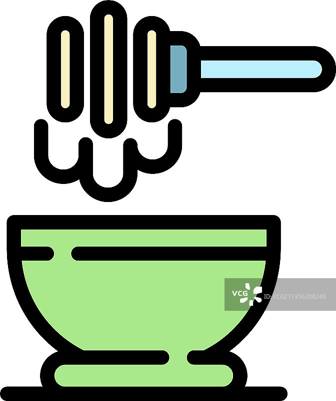 餐具和蜡烛图标彩色轮廓图片素材