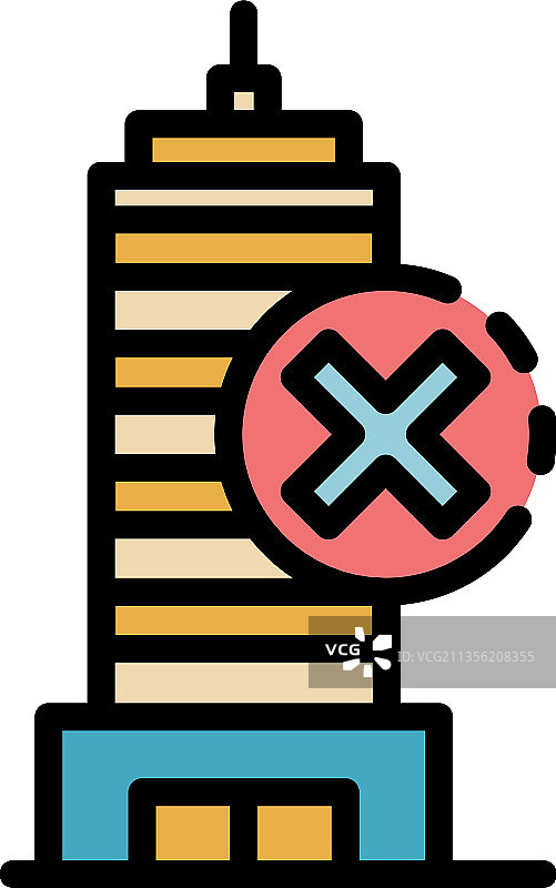 拆除建筑物图标彩色轮廓图片素材