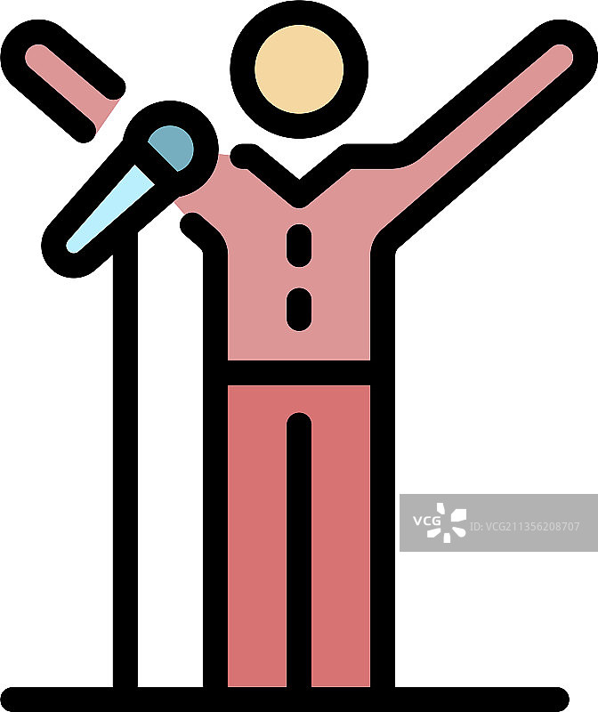 舞台扬声器彩色轮廓图标图片素材