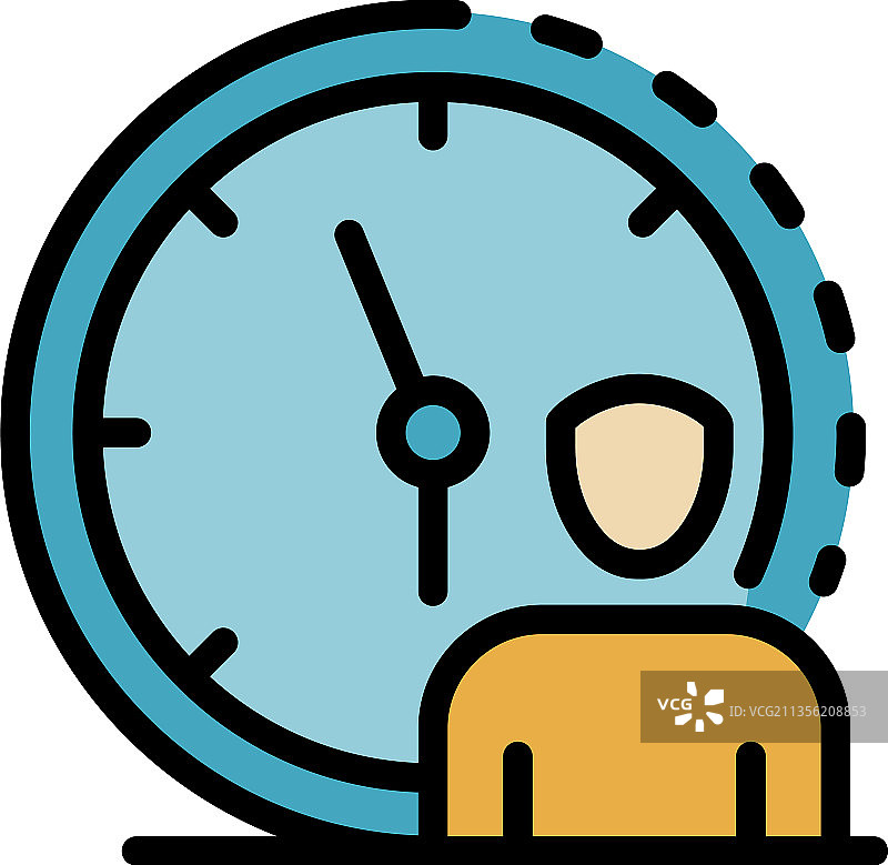 经理壁钟彩色轮廓图标图片素材