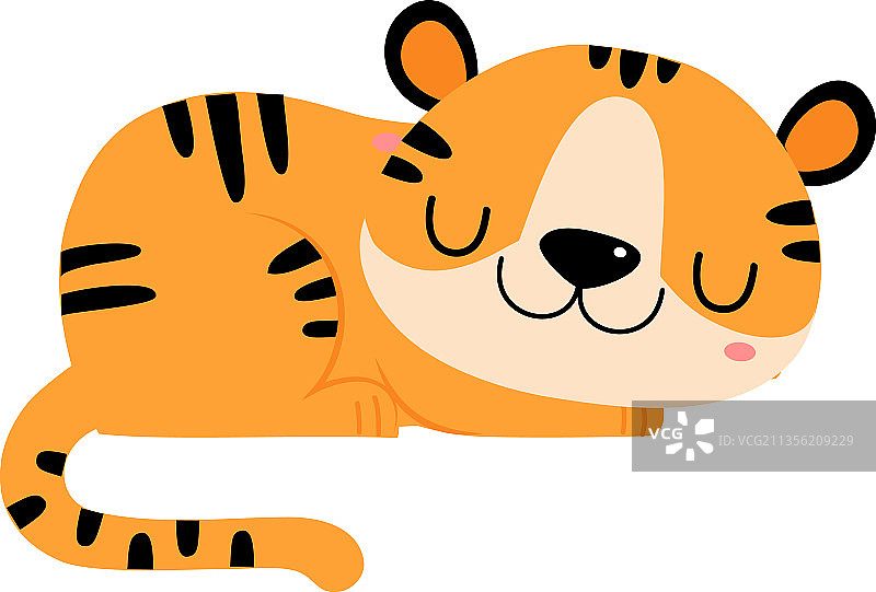可爱的条纹小老虎幼崽，橙色皮毛图片素材