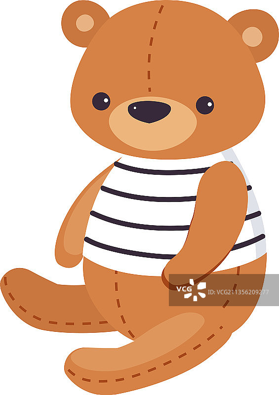 条纹背心泰迪熊儿童玩具图片素材