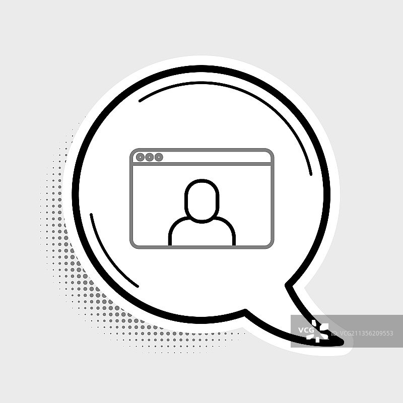 灰色背景上的视频聊天会议线性图标图片素材
