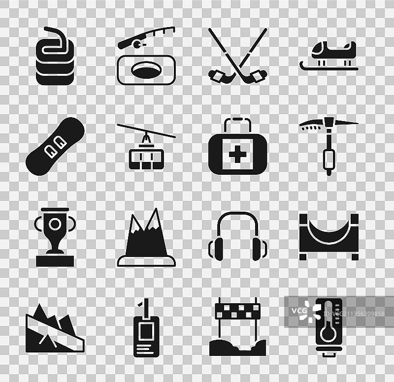 气象温度计、滑板公园、冰镐套装图片素材