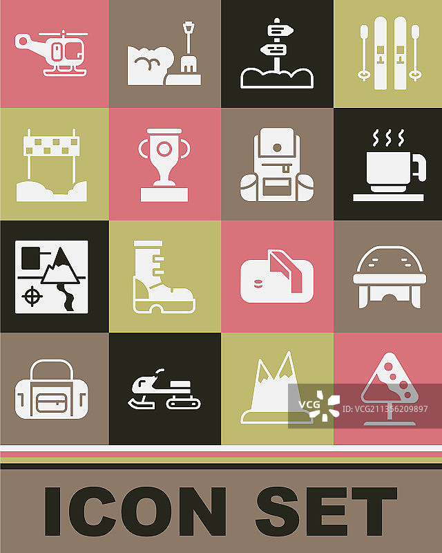 一组道路标志雪崩冰球头盔高温图片素材