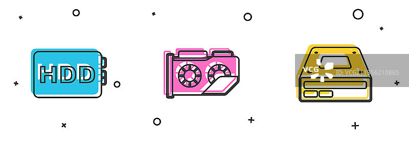 硬盘驱动器、显卡等设备图片素材