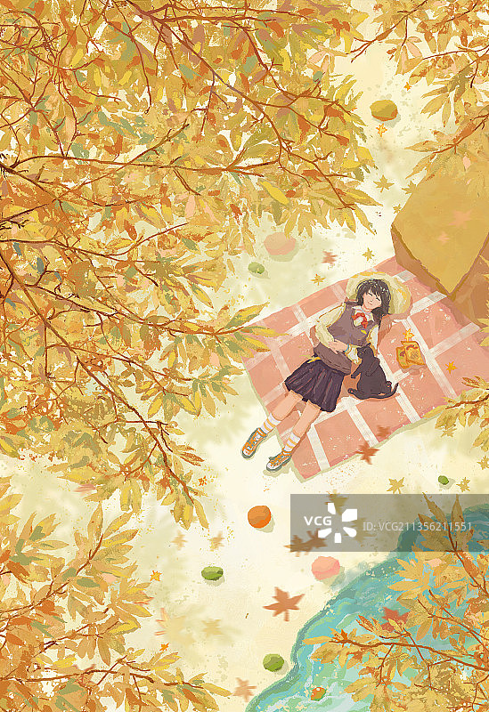 户外露营的女孩图片素材