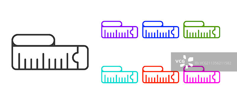 白色背景上的黑色卷尺图标图片素材