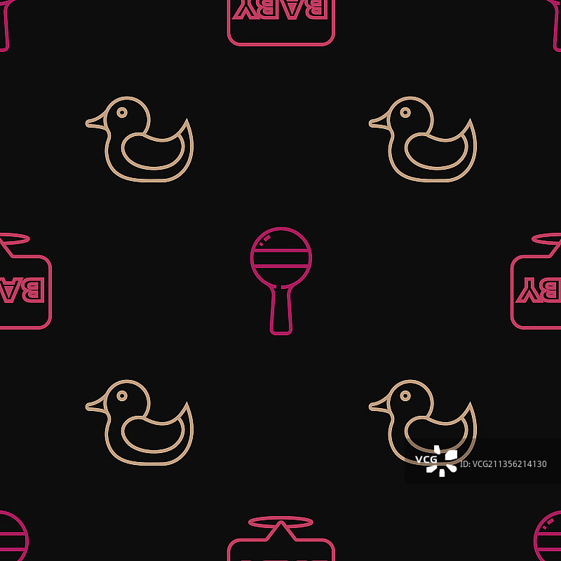 橡胶鸭和拨浪鼓婴儿玩具图标图片素材