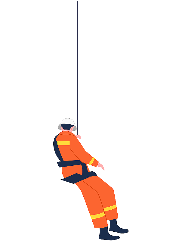 消防士兵在吊威亚抢险图片素材