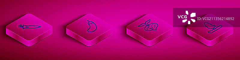 2.5D等距线条伞、茄子、甜菜设计图片素材