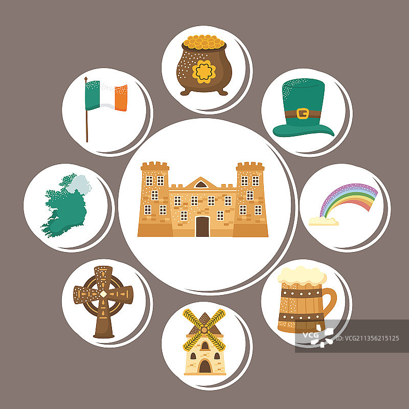 爱尔兰文化九图标图片素材