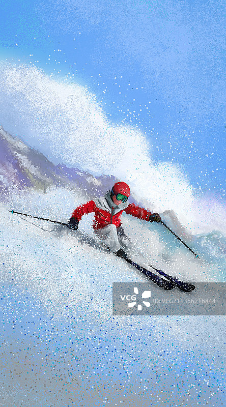 高山滑雪运动壁纸插画图片素材