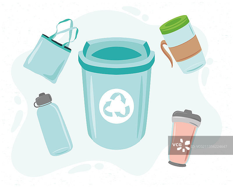 五个减少塑料使用量的图标图片素材