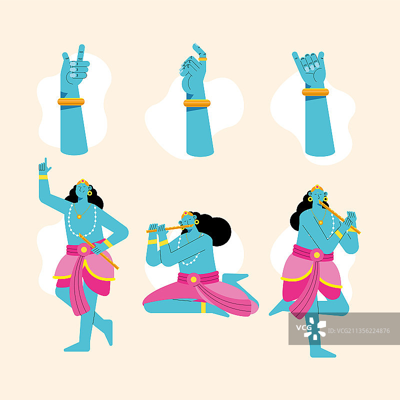 六个戈瓦尔丹普迦图标图片素材