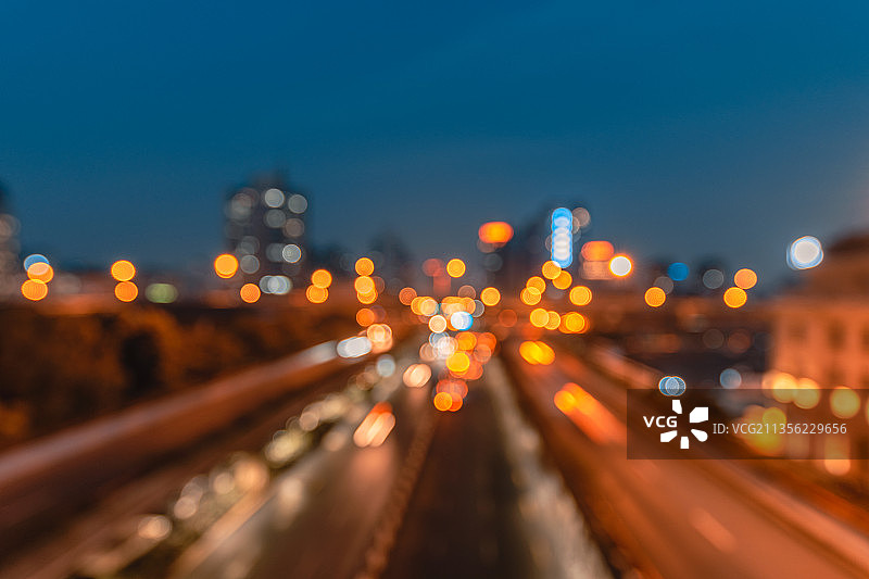中国杭州城市夜景虚化光斑图片素材